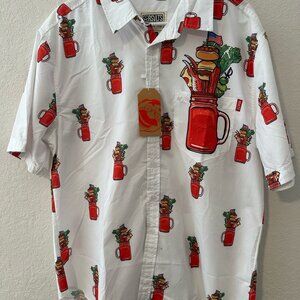 RSVLTS Bloody Mary Print Short Sleeve Button Down Shirt - Large